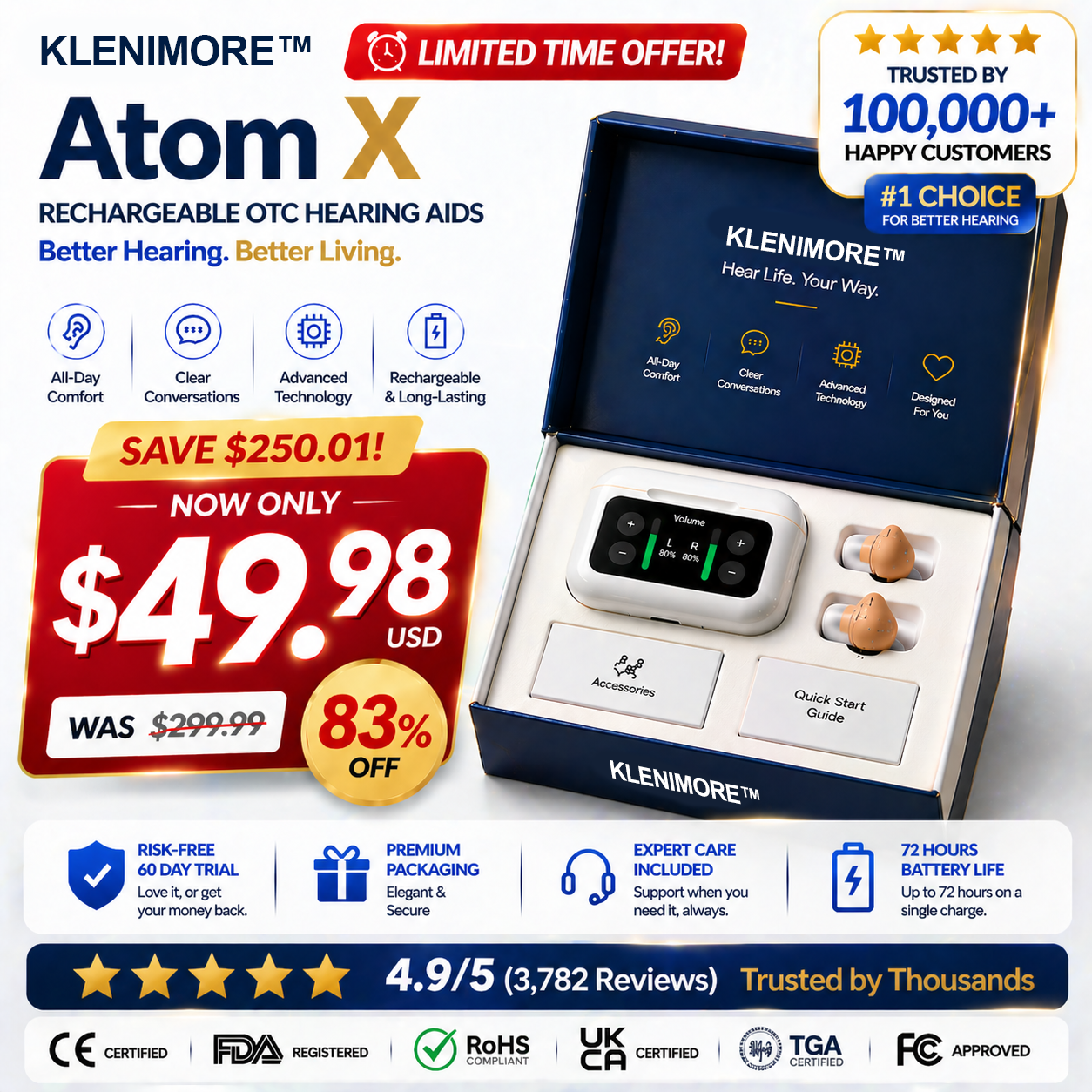 🔥 Today Only! 👂 KLENIMORE™ Atom X Smart Hearing Aids — Hear Clearly, Feel Confident Again 💖🔊