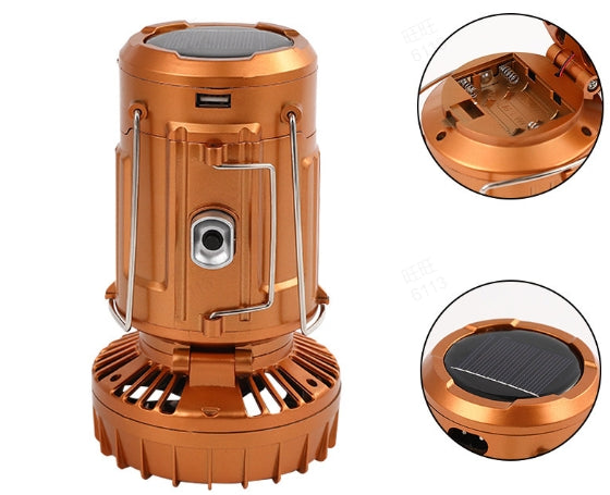 🔥🎁Hot Sale 50% OFF🎁🔥Portable Solar Powered Camping Lantern with Fan for Outdoor