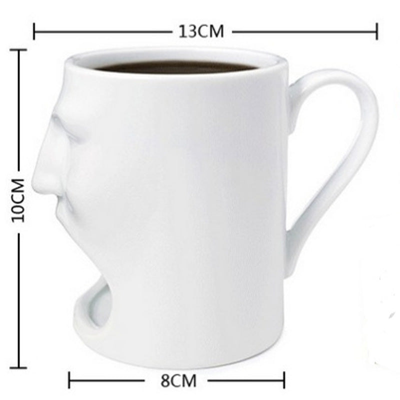 Face Design Ceramic Mug with Biscuit Pocket Holder