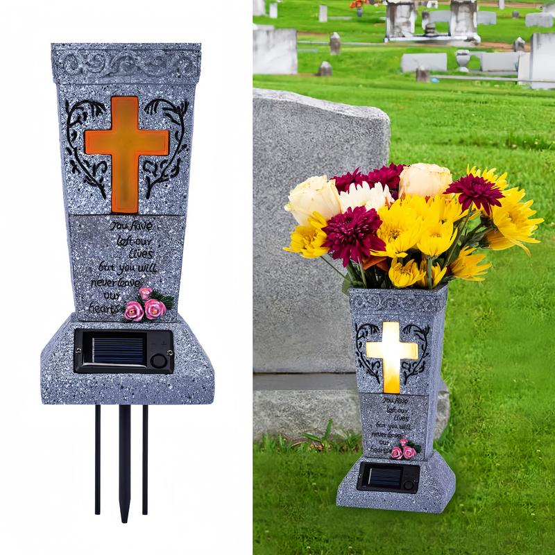 🔥Half price & Free shipping🔥Solar LED Memorial Grave Vase with Ground Spike – Weather-Resistant & Elegant