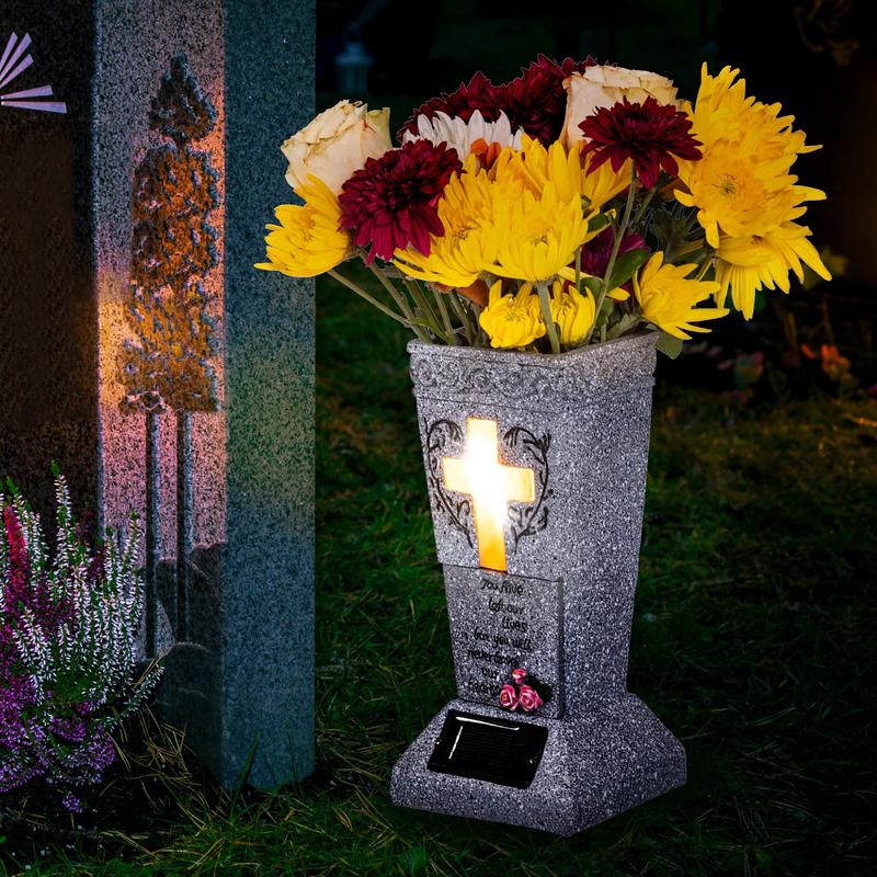 🔥Half price & Free shipping🔥Solar LED Memorial Grave Vase with Ground Spike – Weather-Resistant & Elegant